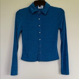 Princess Polly Teal Button-Down Long Sleeve Shirt